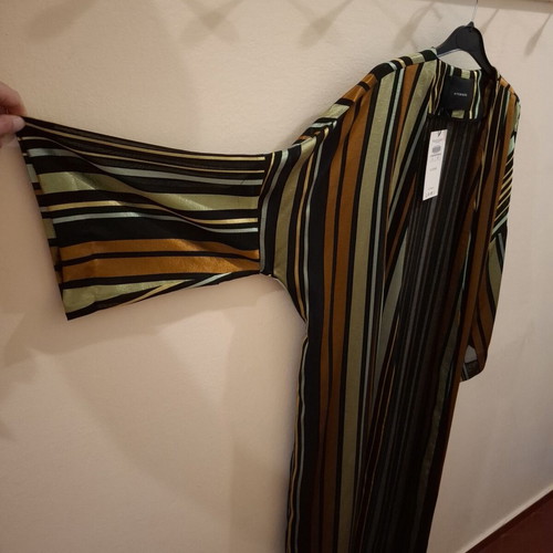 Uterque kimono and belt new, semi-transparent striped, earthy colors