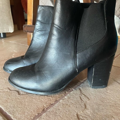 Ankle boots size 40 used, black, 8 cm heel