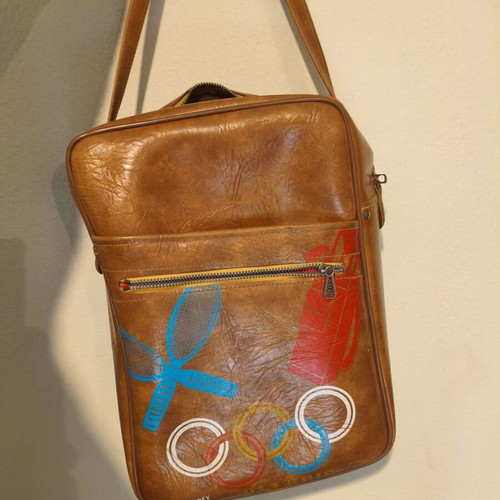 Vintage Rex Olympic leather bag 1960s handmade, like new