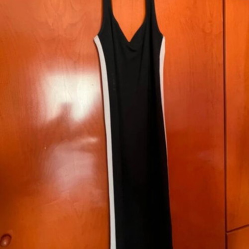 Bershka dress with straps and white side stripes, size M