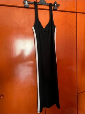Bershka dress with straps and white side stripes, size M