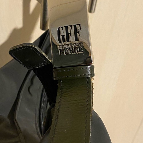 Gianfranco Ferre gray waterproof shoulder bag like new with olive strap