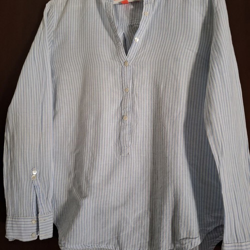 Mango women's shirt used, size M, long sleeve, white and blue