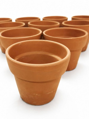 Set of 10 Small Terracotta Ceramic Pots like new