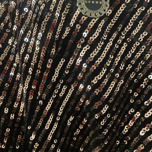 Lynne mini dress black with gold sequins like new