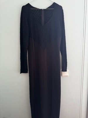 Satin dress with slit repair needed, black