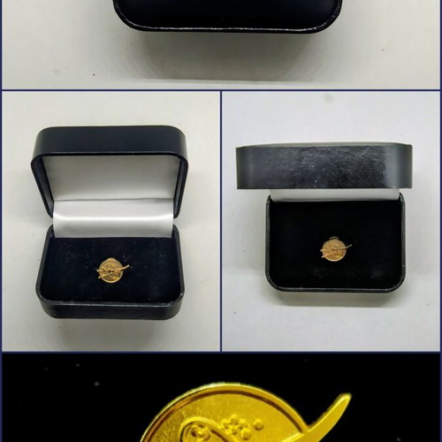 Vintage gold NASA lapel pin new with original case