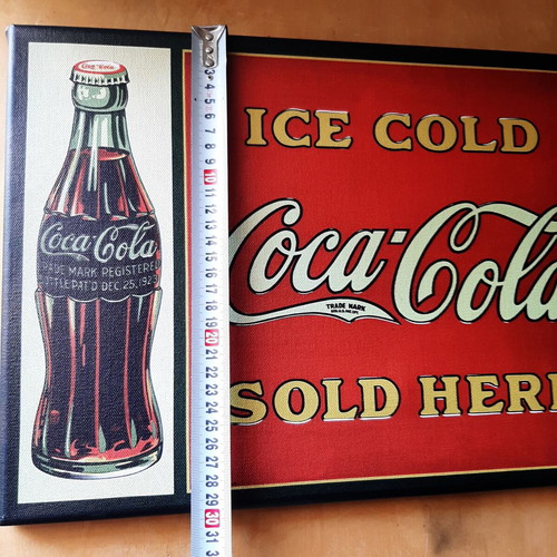 Coca Cola Promotional Frame like new, printed on canvas with wooden frame