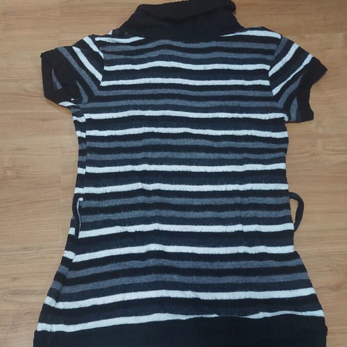 Knitted women's blouse striped black gray white used XS-S