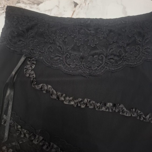 Mary Lides Gothic Lolita black skirt with lace and ribbons, L