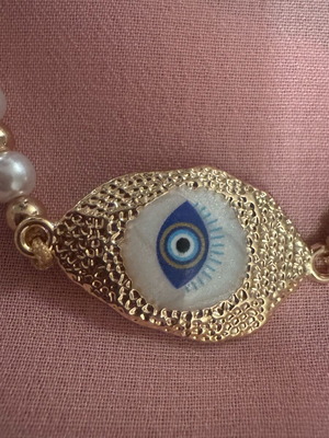 Adjustable bracelet new, blue and gold in gift packaging