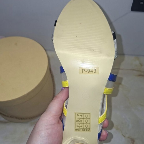 Stephan Sandals New Size 40 Blue Gold with Transparent Heel