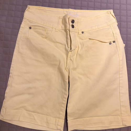 Bershka yellow denim shorts, size S