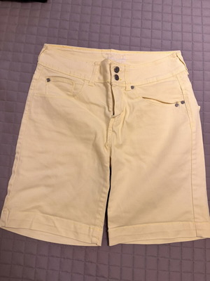 Bershka yellow denim shorts, size S