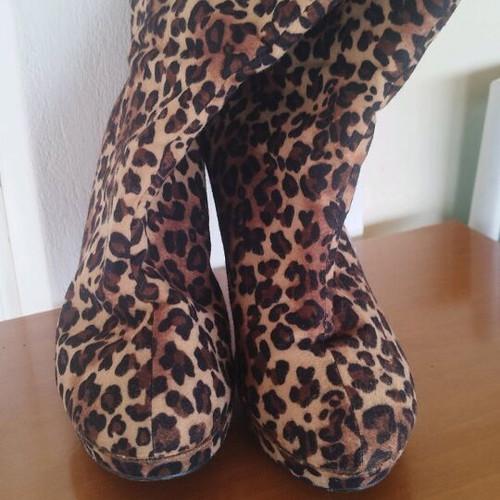 Leopard ankle boots used with zipper, size 41, 11cm heel