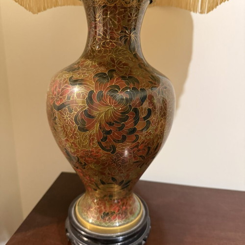Vintage table lamp with ceramic base and fabric lampshade like new