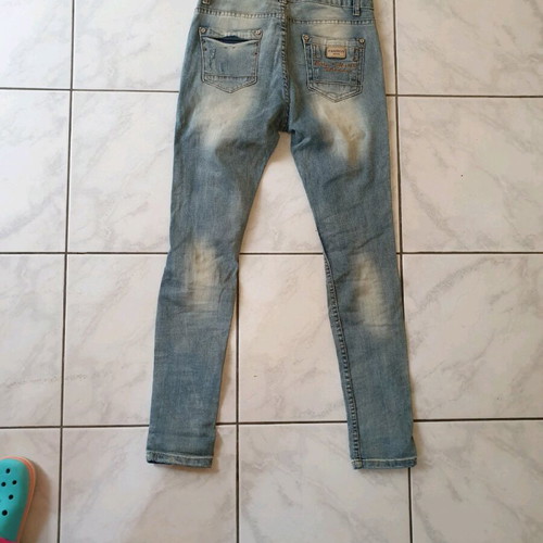 High-waisted jean like new, size S, blue and turquoise