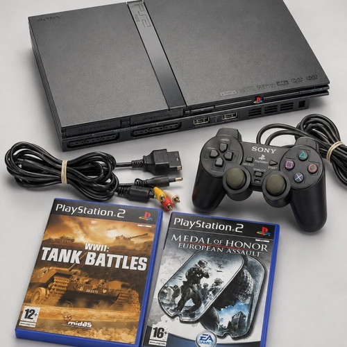 PlayStation 2 Slim chipmodded console with games, used