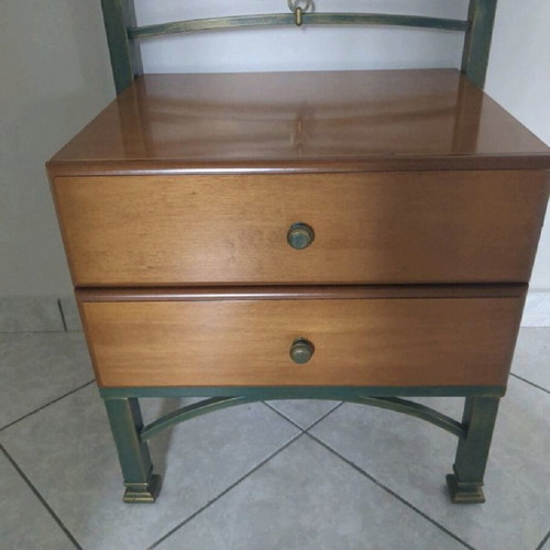 Metal nightstand with two drawers, solid forged iron by Hatzis
