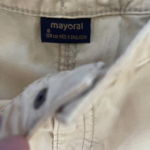 Mayoral boys' polo shirt and cargo shorts set like new, beige and blue