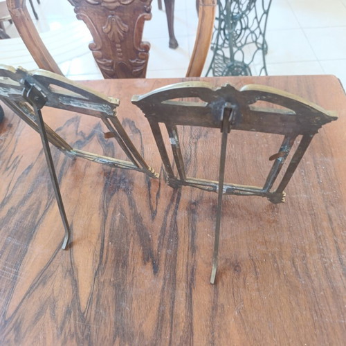 Pair of Antique Brass Table Frames Art Nouveau & Neoclassical Style 1890-1930