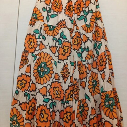 Karavan set with skirt and plain bodysuit, colorful orange