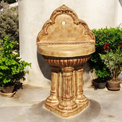 Hana Garden Concrete Outdoor Fountain Beige and Brown, New