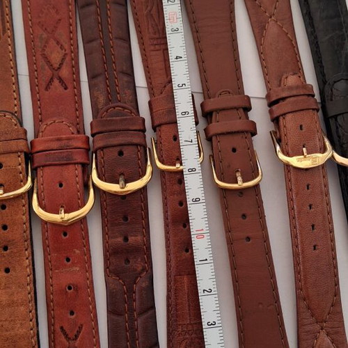 Leather retro watch straps set of 10 like new, various sizes