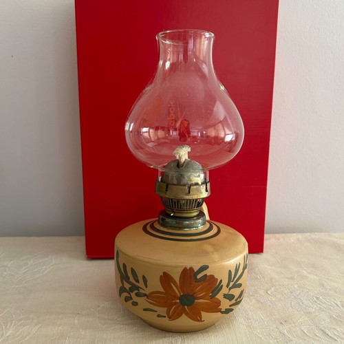 Vintage ceramic handmade oil lamp used