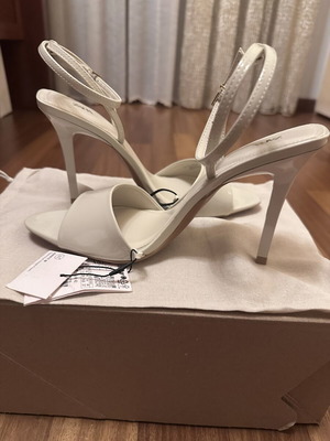 Zara high heel patent leather sandals, size 38, beige
