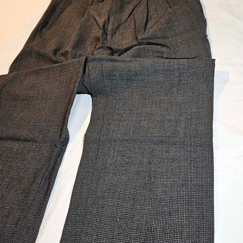 Men's grey suit pants with double pleats, size M