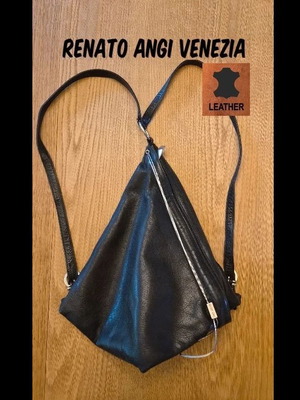 Renato Angi Venezia leather backpack, triangular design