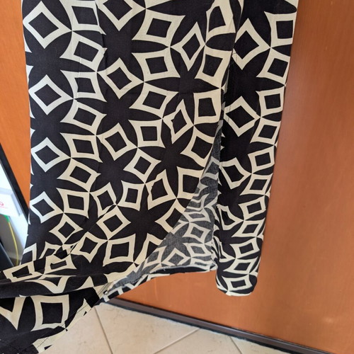 Women's skirt used, summer airy with side slit and elastic waist, black and white
