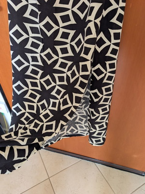 Women's skirt used, summer airy with side slit and elastic waist, black and white