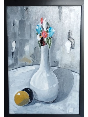 Nature Morte масло върху платно с рамка 30x45 см Еврипидис Амоиридис 2025