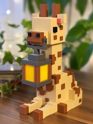 Minecraft-style giraffe lamp with warm LED light