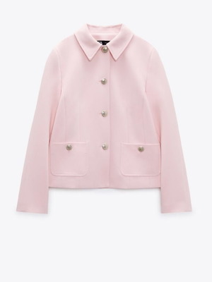 Zara crop blazer pink used