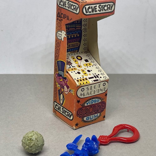 Slot machine arcade vintage Greek toy new with Smurf keychain