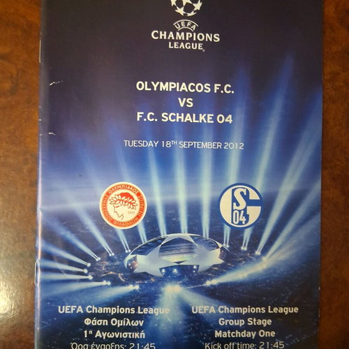 Official Olympiacos vs Schalke Champions League program like new