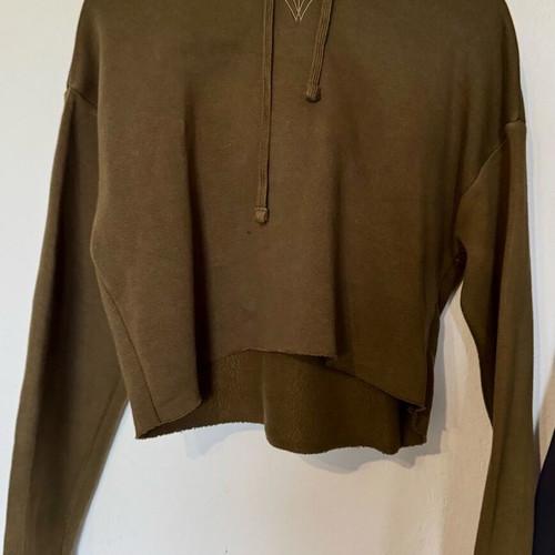 Green crop women's hoodie like new, size M