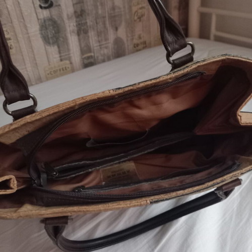 Montado natural cork shoulder bag, beige and brown