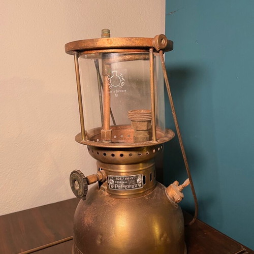 Petromax brass vintage lantern used, old antique made in Germany