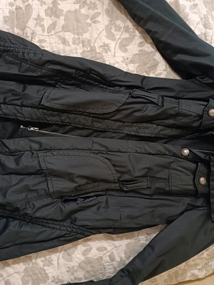 Long warm cotton coat used, size S, black