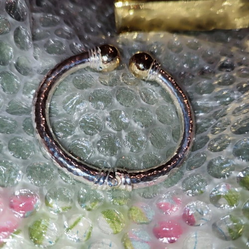 Vintage silver-gold women's bracelet, ancient Greek style