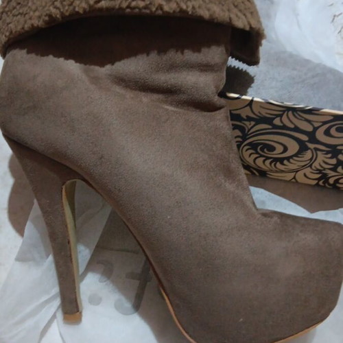Velvet ankle boots, brown, size 38