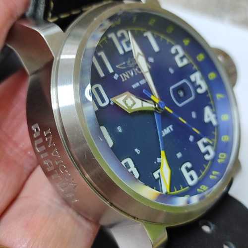 Invicta Swiss men's wristwatch, blue dial, 52mm, steel, 100m waterproof