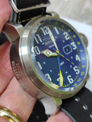 Invicta Swiss men's wristwatch, blue dial, 52mm, steel, 100m waterproof