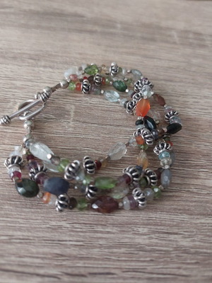Handmade bracelet with stones and silver elements like new