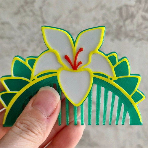 Mulan Comb new, 3D printed green plastic