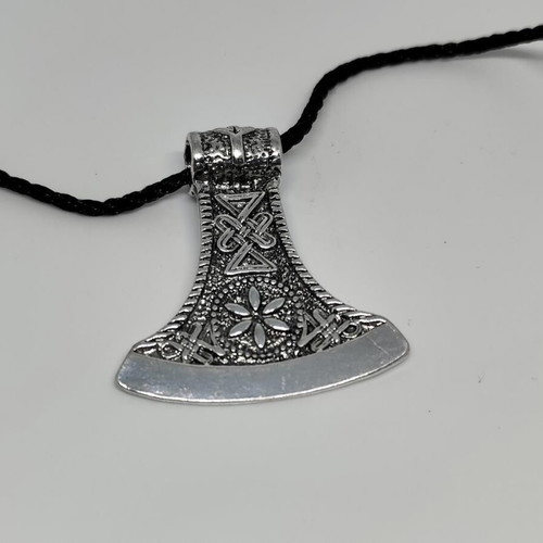 Viking Axe Pendant with Scandinavian Symbols like new